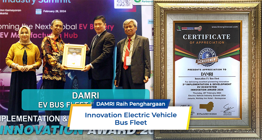 DAMRI Meraih Penghargaan Innovation EV Bus Fleet pada 2nd EV ECOSYSTEM Implementation & Development Innovation Award 2024